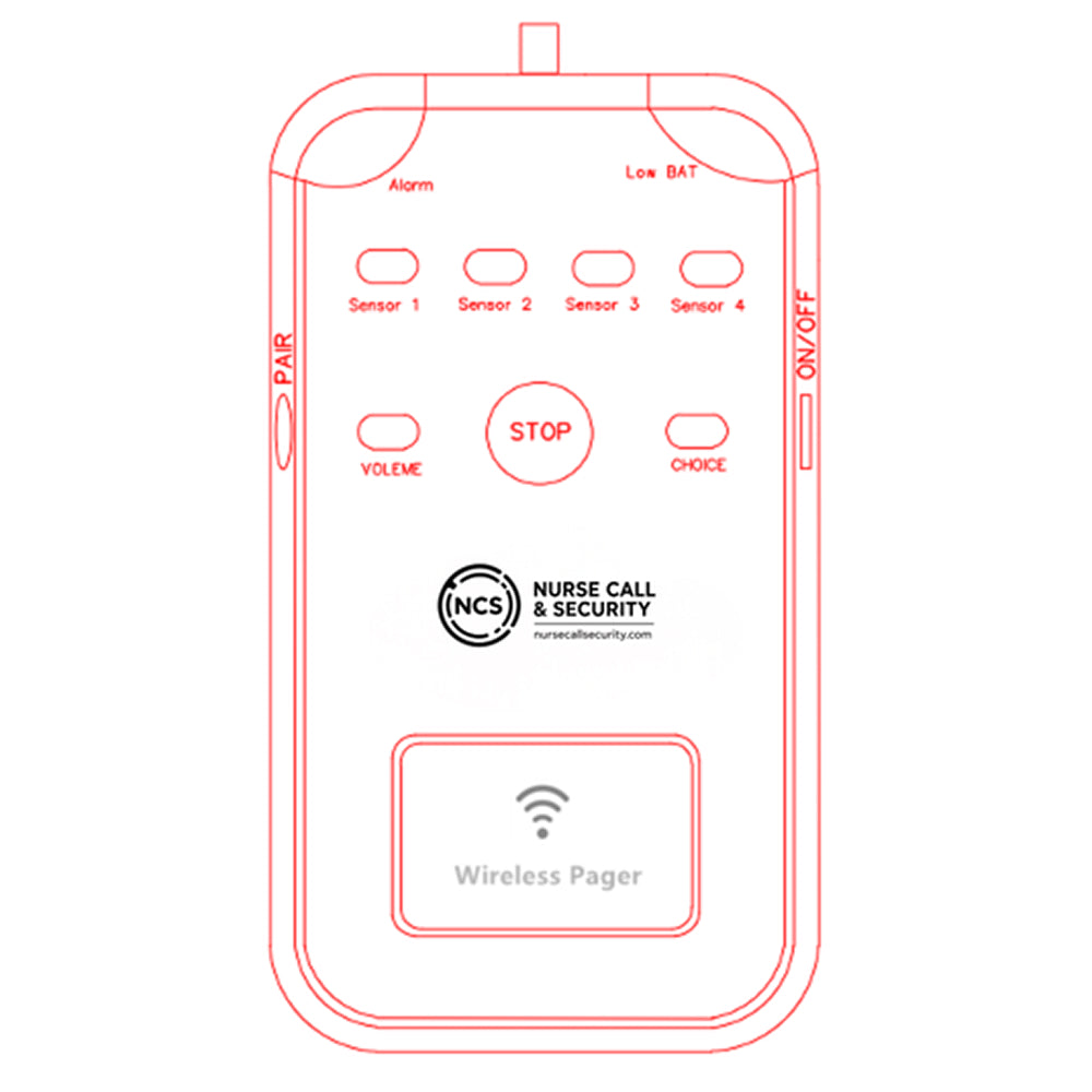 Wireless 4-Way Pager – Portable Carer Alert Receiver